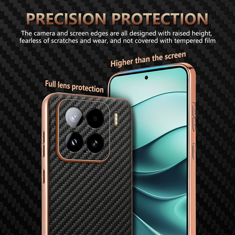 For Xiaomi 15 AZNS Electroplated Edge Carbon Fiber Texture Phone Case(Blue)
