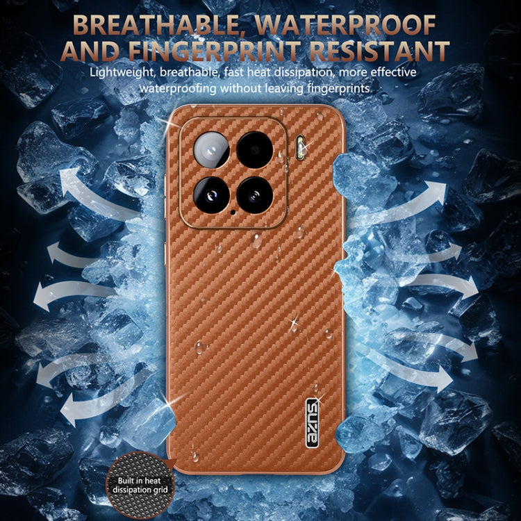 For Xiaomi 15 AZNS Electroplated Edge Carbon Fiber Texture Phone Case(Blue)