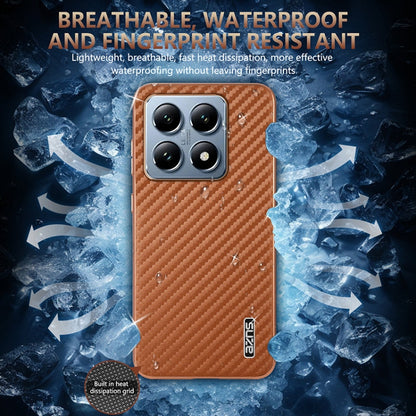 For Xiaomi 14T AZNS Electroplated Edge Carbon Fiber Texture Phone Case(Green)