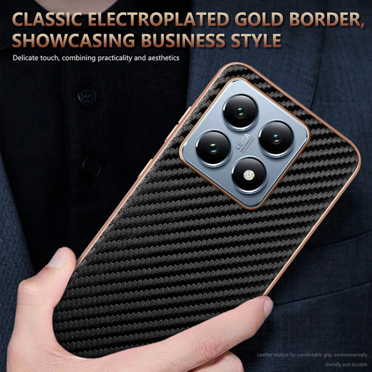 For Xiaomi 14T AZNS Electroplated Edge Carbon Fiber Texture Phone Case(Green)