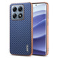 For Xiaomi 14T Pro AZNS Electroplated Edge Carbon Fiber Texture Phone Case(Blue)