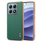 For Xiaomi 14T Pro AZNS Electroplated Edge Carbon Fiber Texture Phone Case(Green)