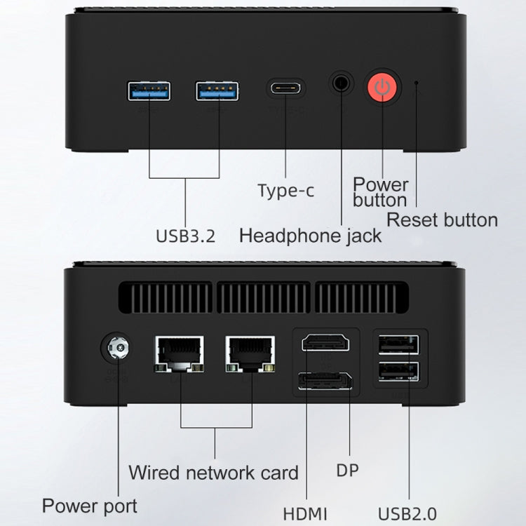 Jumper N100 Pro II Mini PC, Intel 12th Generation Alder Lake-N N100 Quad-core Dual RJ45, RAM: 8GB, ROM: 256GB(EU Plug)