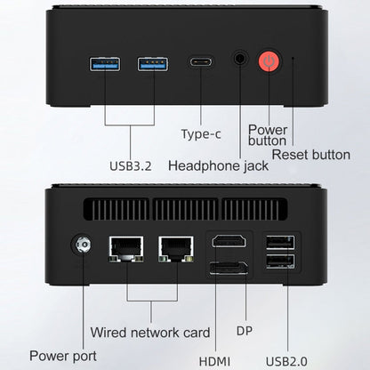 Jumper N100 Pro II Mini PC, Intel 12th Generation Alder Lake-N N100 Quad-core Dual RJ45, RAM: 8GB, ROM: 256GB(US Plug)