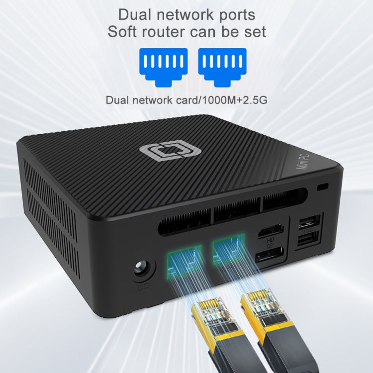 Jumper N100 Pro II Mini PC, Intel 12th Generation Alder Lake-N N100 Quad-core Dual RJ45, RAM: 8GB, ROM: 256GB(US Plug)