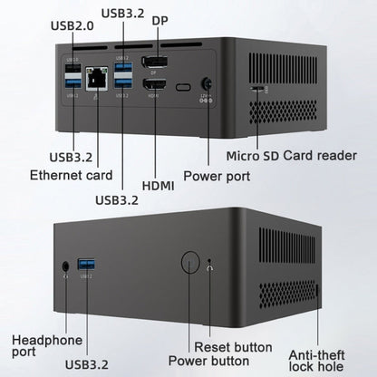 Jumper N305Hi Mini PC, Intel Alder Lake-N i3-N305 Octa-core 3.8GHz, RAM: 16GB, ROM: 512GB(US Plug)