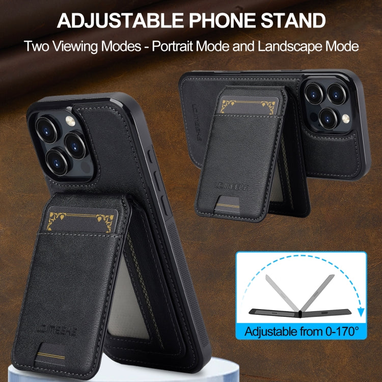 For iPhone 16 Pro Max LC.IMEEKE L3 Series Detachable RFID Card Bag Magsafe Phone Case(Black)