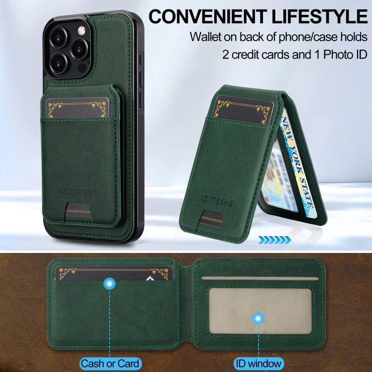 For iPhone 16 Pro Max LC.IMEEKE L3 Series Detachable RFID Card Bag Magsafe Phone Case(Green)
