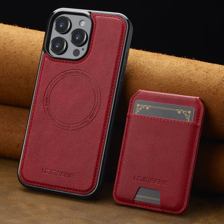 For iPhone 16 Pro Max LC.IMEEKE L3 Series Detachable RFID Card Bag Magsafe Phone Case(Red)