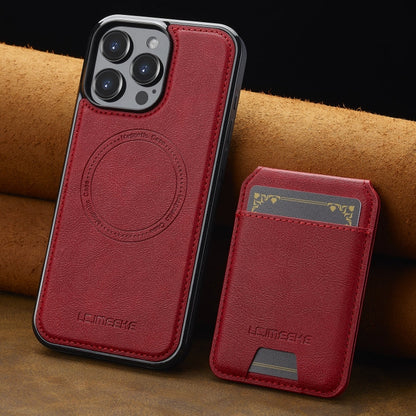 For iPhone 16 Pro Max LC.IMEEKE L3 Series Detachable RFID Card Bag Magsafe Phone Case(Red)