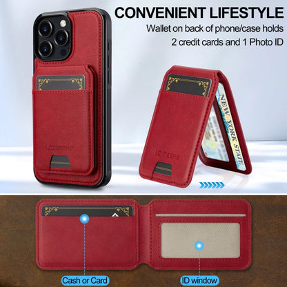 For iPhone 16 Pro Max LC.IMEEKE L3 Series Detachable RFID Card Bag Magsafe Phone Case(Red)