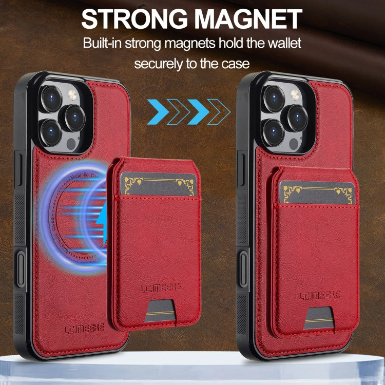 For iPhone 16 Pro Max LC.IMEEKE L3 Series Detachable RFID Card Bag Magsafe Phone Case(Red)