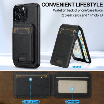 For iPhone 16 Pro LC.IMEEKE L3 Series Detachable RFID Card Bag Magsafe Phone Case(Black)