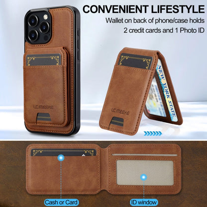 For iPhone 16 Pro LC.IMEEKE L3 Series Detachable RFID Card Bag Magsafe Phone Case(Brown)