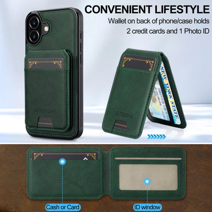 For iPhone 16 Plus LC.IMEEKE L3 Series Detachable RFID Card Bag Magsafe Phone Case(Green)