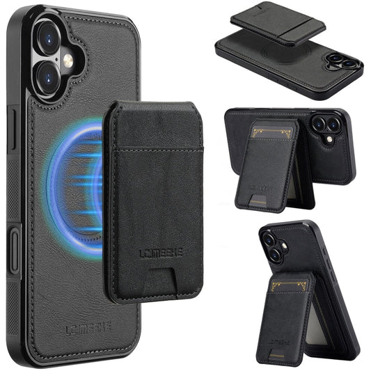 Pour iPhone 16 LC.IMEEKE L3 Series Coque de téléphone MagSafe détachable avec porte-cartes RFID (Noir)