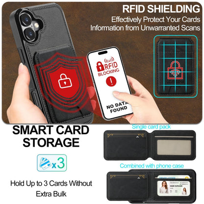 For iPhone 16 LC.IMEEKE L3 Series Detachable RFID Card Bag Magsafe Phone Case(Black)