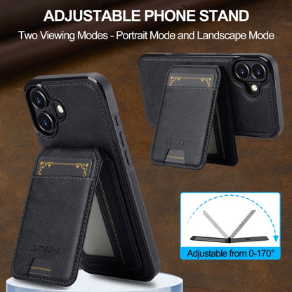 For iPhone 16 LC.IMEEKE L3 Series Detachable RFID Card Bag Magsafe Phone Case(Black)