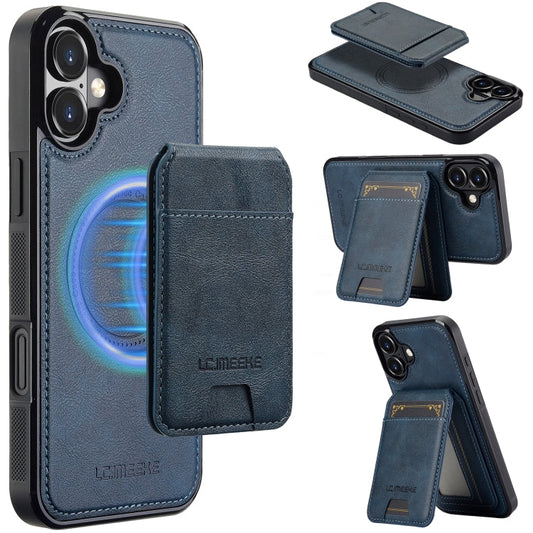 Pour iPhone 16 LC.IMEEKE Série L3 Étui de téléphone Magsafe détachable avec sac de cartes RFID (Bleu)