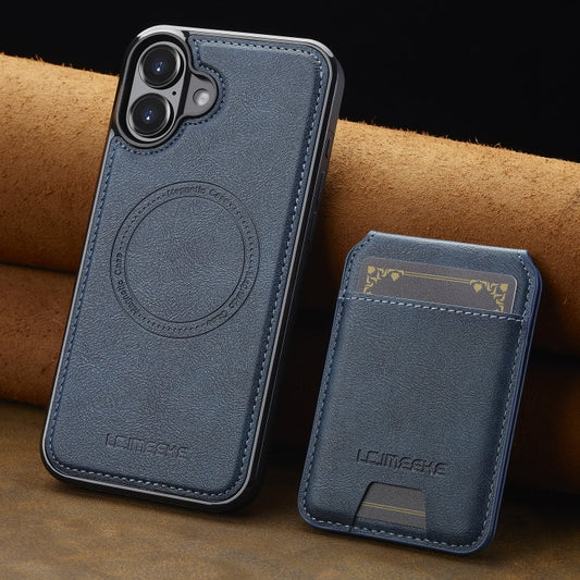 Pour iPhone 16 LC.IMEEKE Série L3 Étui de téléphone Magsafe détachable avec sac de cartes RFID (Bleu)