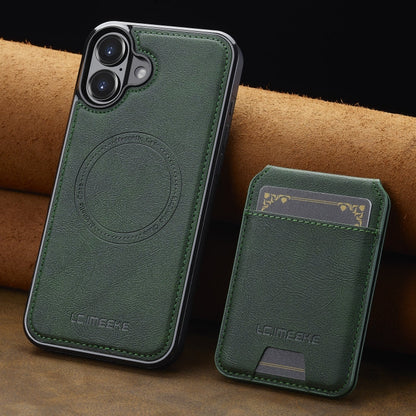 For iPhone 16 LC.IMEEKE L3 Series Detachable RFID Card Bag Magsafe Phone Case(Green)