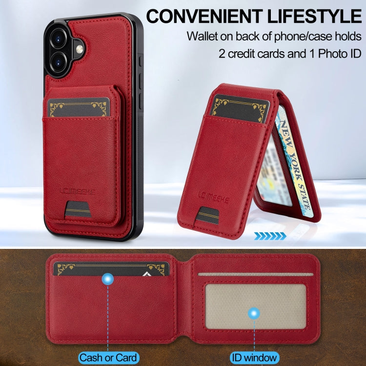 For iPhone 16 LC.IMEEKE L3 Series Detachable RFID Card Bag Magsafe Phone Case(Red)