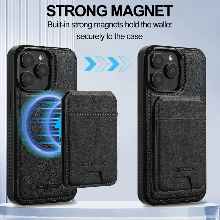 For iPhone 15 Pro Max LC.IMEEKE L3 Series Detachable RFID Card Bag Magsafe Phone Case(Black)