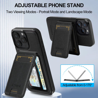 For iPhone 15 Pro Max LC.IMEEKE L3 Series Detachable RFID Card Bag Magsafe Phone Case(Black)