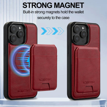 For iPhone 15 Pro Max LC.IMEEKE L3 Series Detachable RFID Card Bag Magsafe Phone Case(Red)