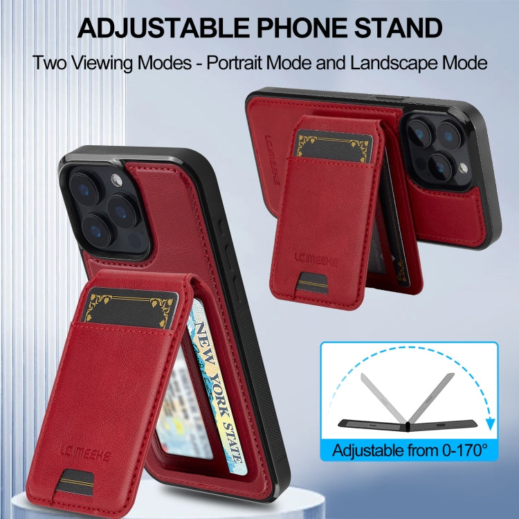 For iPhone 15 Pro Max LC.IMEEKE L3 Series Detachable RFID Card Bag Magsafe Phone Case(Red)