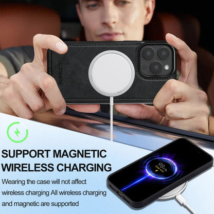 For iPhone 15 Pro LC.IMEEKE L3 Series Detachable RFID Card Bag Magsafe Phone Case(Black)