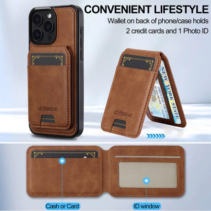 For iPhone 15 Pro LC.IMEEKE L3 Series Detachable RFID Card Bag Magsafe Phone Case(Brown)