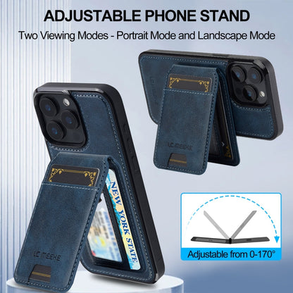 For iPhone 15 Pro LC.IMEEKE L3 Series Detachable RFID Card Bag Magsafe Phone Case(Blue)