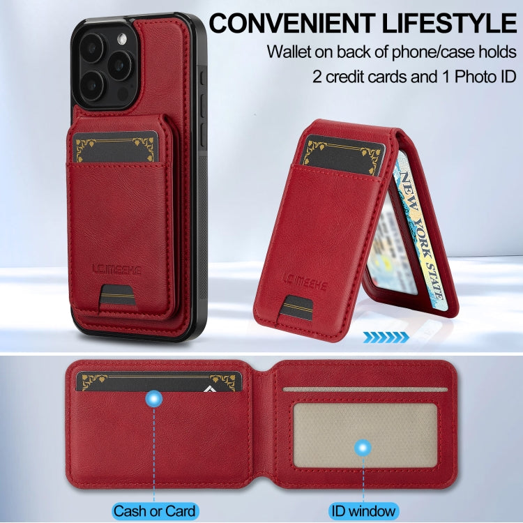 For iPhone 15 Pro LC.IMEEKE L3 Series Detachable RFID Card Bag Magsafe Phone Case(Red)