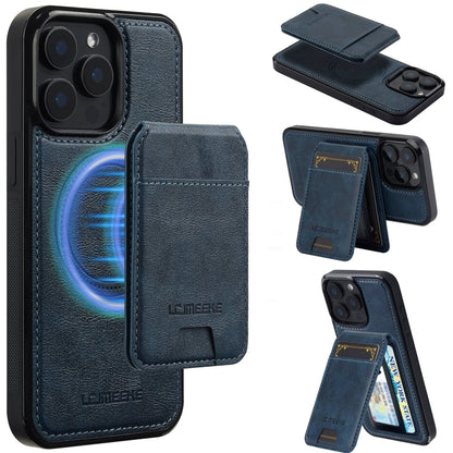 For iPhone 14 Pro Max LC.IMEEKE L3 Series Detachable RFID Card Bag Magsafe Phone Case(Blue)