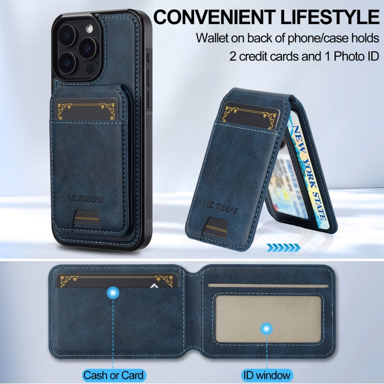 For iPhone 14 Pro Max LC.IMEEKE L3 Series Detachable RFID Card Bag Magsafe Phone Case(Blue)