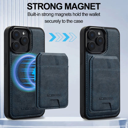 For iPhone 14 Pro Max LC.IMEEKE L3 Series Detachable RFID Card Bag Magsafe Phone Case(Blue)
