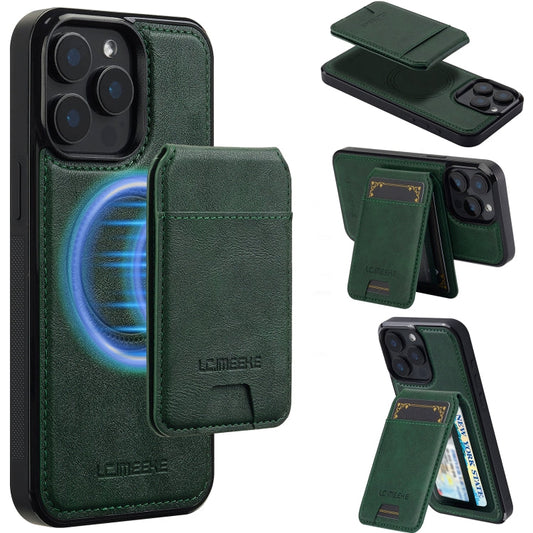Pour iPhone 14 Pro Max LC.IMEEKE L3 Series Étui de téléphone Magsafe détachable avec sac de cartes RFID (vert)