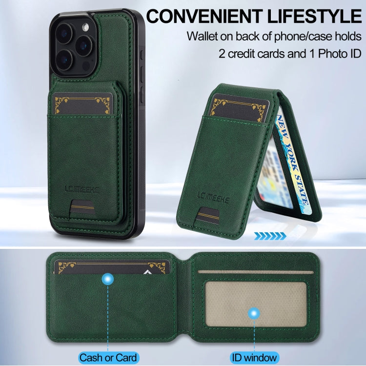 For iPhone 14 Pro Max LC.IMEEKE L3 Series Detachable RFID Card Bag Magsafe Phone Case(Green)