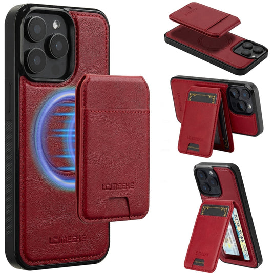 Pour iPhone 14 Pro Max LC.IMEEKE Série L3 Étui de Téléphone Magsafe Amovible avec Sac RFID pour Cartes (Rouge)