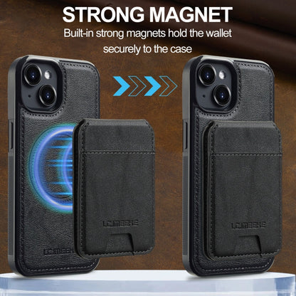For iPhone 15 LC.IMEEKE L3 Series Detachable RFID Card Bag Magsafe Phone Case(Black)