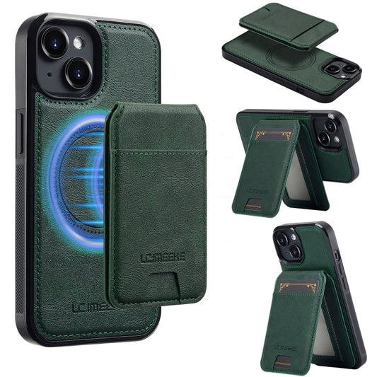 Pour iPhone 15 LC.IMEEKE L3 Series Étui de téléphone Magsafe détachable avec porte-cartes RFID (Vert)