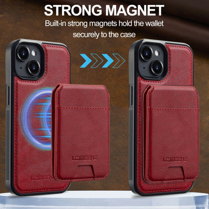 For iPhone 15 LC.IMEEKE L3 Series Detachable RFID Card Bag Magsafe Phone Case(Red)