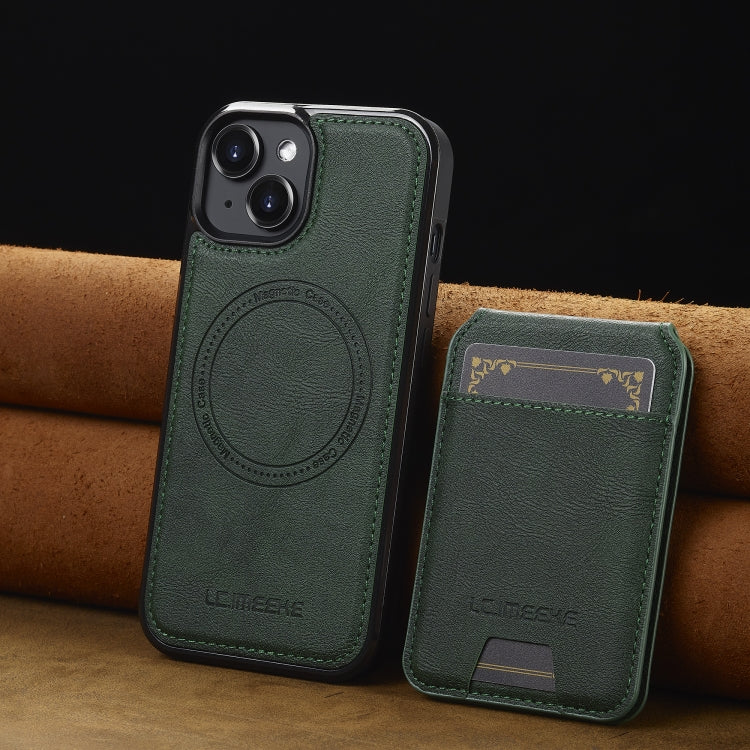 For iPhone 15 Plus / 14 Plus LC.IMEEKE L3 Series Detachable RFID Card Bag Magsafe Phone Case(Green)