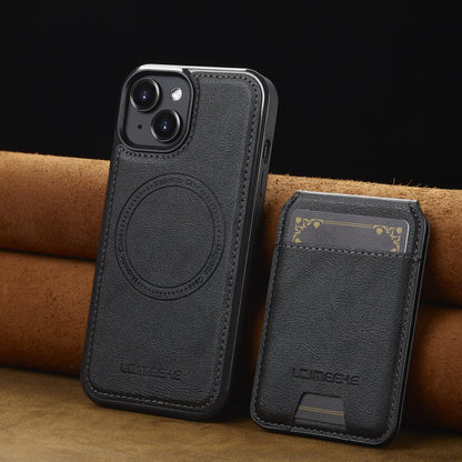 For iPhone 14 / 13 LC.IMEEKE L3 Series Detachable RFID Card Bag Magsafe Phone Case(Black)