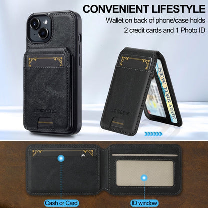 For iPhone 14 / 13 LC.IMEEKE L3 Series Detachable RFID Card Bag Magsafe Phone Case(Black)