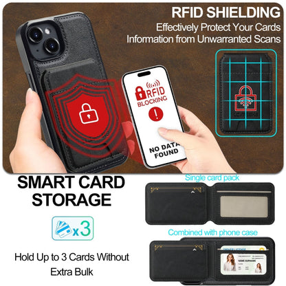 For iPhone 14 / 13 LC.IMEEKE L3 Series Detachable RFID Card Bag Magsafe Phone Case(Black)