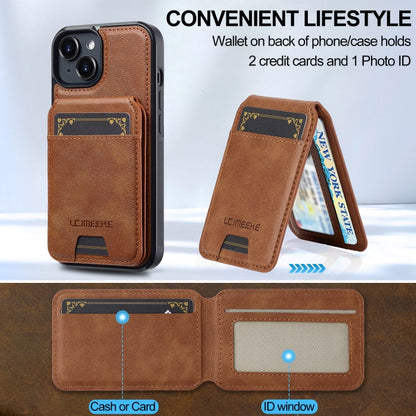 For iPhone 14 / 13 LC.IMEEKE L3 Series Detachable RFID Card Bag Magsafe Phone Case(Brown)