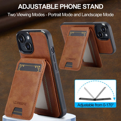 For iPhone 14 / 13 LC.IMEEKE L3 Series Detachable RFID Card Bag Magsafe Phone Case(Brown)