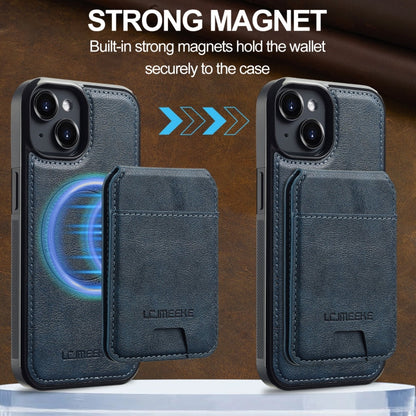 For iPhone 14 / 13 LC.IMEEKE L3 Series Detachable RFID Card Bag Magsafe Phone Case(Blue)